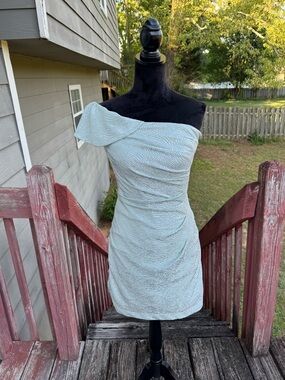 One-Shoulder Mint Green Textured Dress Hailey Logan Adrianna Papell M